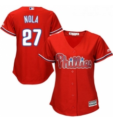 Womens Majestic Philadelphia Phillies 27 Aaron Nola Replica Red Alternate Cool Base MLB Jersey