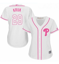 Womens Majestic Philadelphia Phillies 29 John Kruk Authentic White Fashion Cool Base MLB Jersey