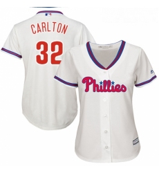 Womens Majestic Philadelphia Phillies 32 Steve Carlton Authentic Cream Alternate Cool Base MLB Jersey