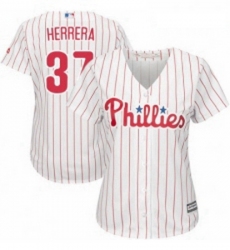 Womens Majestic Philadelphia Phillies 37 Odubel Herrera Authentic WhiteRed Strip Home Cool Base MLB Jersey 