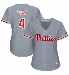 Womens Majestic Philadelphia Phillies 4 Jimmy Foxx Authentic Grey Road Cool Base MLB Jersey