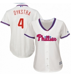Womens Majestic Philadelphia Phillies 4 Lenny Dykstra Authentic Cream Alternate Cool Base MLB Jersey 