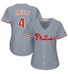 Womens Majestic Philadelphia Phillies 4 Scott Kingery Authentic Grey Road Cool Base MLB Jersey 