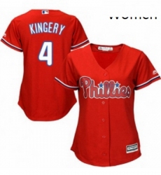 Womens Majestic Philadelphia Phillies 4 Scott Kingery Authentic Red Alternate Cool Base MLB Jersey 