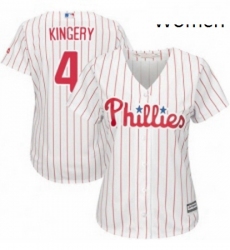 Womens Majestic Philadelphia Phillies 4 Scott Kingery Authentic WhiteRed Strip Home Cool Base MLB Jersey 