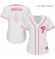 Womens Majestic Philadelphia Phillies 4 Scott Kingery Replica White Fashion Cool Base MLB Jersey 