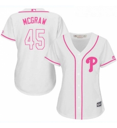 Womens Majestic Philadelphia Phillies 45 Tug McGraw Replica White Fashion Cool Base MLB Jersey
