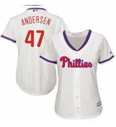 Womens Majestic Philadelphia Phillies 47 Larry Andersen Authentic Cream Alternate Cool Base MLB Jersey