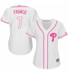 Womens Majestic Philadelphia Phillies 7 Maikel Franco Authentic White Fashion Cool Base MLB Jersey