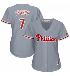 Womens Majestic Philadelphia Phillies 7 Maikel Franco Replica Grey Road Cool Base MLB Jersey