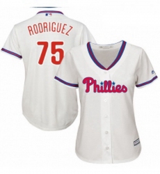Womens Majestic Philadelphia Phillies 75 Francisco Rodriguez Replica Cream Alternate Cool Base MLB Jersey 