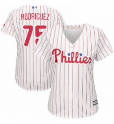 Womens Majestic Philadelphia Phillies 75 Francisco Rodriguez Replica WhiteRed Strip Home Cool Base MLB Jersey 