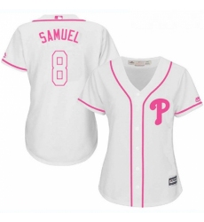 Womens Majestic Philadelphia Phillies 8 Juan Samuel Authentic White Fashion Cool Base MLB Jersey