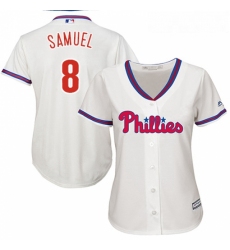 Womens Majestic Philadelphia Phillies 8 Juan Samuel Replica Cream Alternate Cool Base MLB Jersey