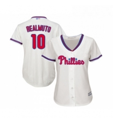 Womens Philadelphia Phillies 10 J T Realmuto Replica Cream Alternate Cool Base Baseball Jersey 