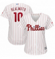 Womens Philadelphia Phillies 10 JT Realmuto Majestic White Home Cool Base Player Jersey 
