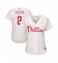 Womens Philadelphia Phillies 2 Jean Segura Replica White Red Strip Home Cool Base Baseball Jersey 