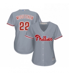 Womens Philadelphia Phillies 22 Andrew McCutchen Replica Grey Road Cool Base Baseball Jersey 