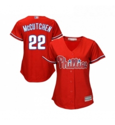 Womens Philadelphia Phillies 22 Andrew McCutchen Replica Red Alternate Cool Base Baseball Jersey 