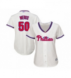 Womens Philadelphia Phillies 50 Hector Neris Replica Cream Alternate Cool Base Baseball Jersey 