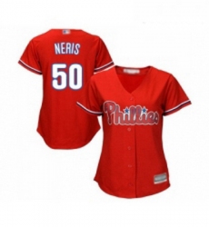 Womens Philadelphia Phillies 50 Hector Neris Replica Red Alternate Cool Base Baseball Jersey 