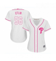Womens Philadelphia Phillies 56 Zach Eflin Replica White Fashion Cool Base Baseball Jersey 