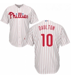 Youth Majestic Philadelphia Phillies 10 Darren Daulton Authentic WhiteRed Strip Home Cool Base MLB Jersey