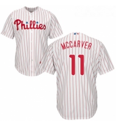 Youth Majestic Philadelphia Phillies 11 Tim McCarver Authentic WhiteRed Strip Home Cool Base MLB Jersey