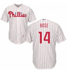 Youth Majestic Philadelphia Phillies 14 Pete Rose Authentic WhiteRed Strip Home Cool Base MLB Jersey