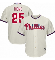 Youth Majestic Philadelphia Phillies 25 Jim Thome Authentic Cream Alternate Cool Base MLB Jersey 