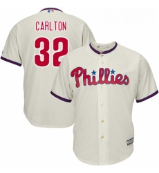 Youth Majestic Philadelphia Phillies 32 Steve Carlton Authentic Cream Alternate Cool Base MLB Jersey