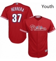 Youth Majestic Philadelphia Phillies 37 Odubel Herrera Authentic Red Alternate Cool Base MLB Jersey 