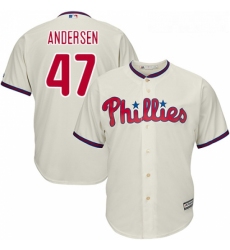 Youth Majestic Philadelphia Phillies 47 Larry Andersen Authentic Cream Alternate Cool Base MLB Jersey