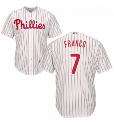 Youth Majestic Philadelphia Phillies 7 Maikel Franco Authentic WhiteRed Strip Home Cool Base MLB Jersey