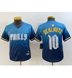 Youth Philadelphia Phillies 10 J T  Realmuto Blue 2024 City Connect Limited Stitched Baseball Jersey 2