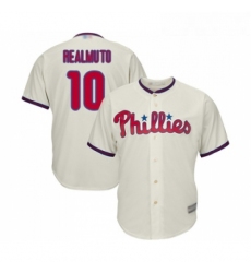 Youth Philadelphia Phillies 10 J T Realmuto Replica Cream Alternate Cool Base Baseball Jersey 