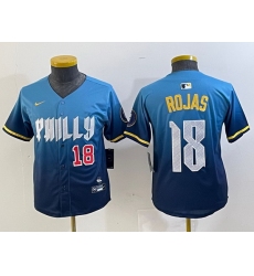 Youth Philadelphia Phillies 18 Johan Rojas Blue 2024 City Connect Limited Stitched jerseys 2