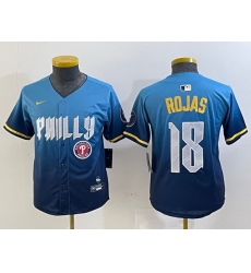 Youth Philadelphia Phillies 18 Johan Rojas Blue 2024 City Connect Limited Stitched jerseys 3