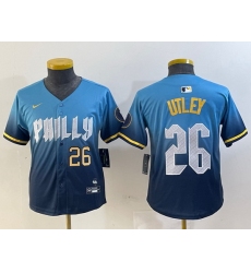 Youth Philadelphia Phillies 26 Chase Utley Blue 2024 City Connect Limited Stitched jerseys