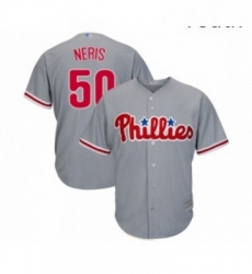 Youth Philadelphia Phillies 50 Hector Neris Replica Grey Road Cool Base Baseball Jersey 