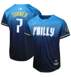 Youth Philadelphia Phillies 7 Trea Turner Blue 2024 City Connect Limited Stitched Baseball Jersey