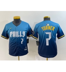 Youth Philadelphia Phillies 7 Trea Turner Blue 2024 City Connect Limited Stitched Jersey 5