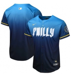 Youth Philadelphia Phillies Blank Blue 2024 City Connect Limited Stitched Baseball Jersey