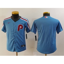 Youth Philadelphia Phillies Blank Blue Cool Base Stitched Baseball Jersey