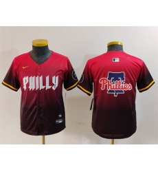 Youth Philadelphia Phillies Team Big Logo Red 2024 City Connect Limited Stitched Baseball Jerseys