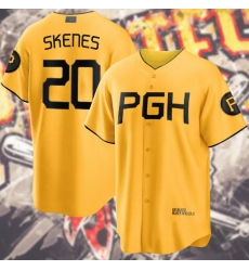 Men Pittsburgh Pirate Paul Skenes #20 Yellow Stitched Flex Base Stitched MLB jersey
