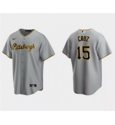 Men Pittsburgh Pirates 15 Oneil Cruz Grey Cool Base Stitched Baseball Jersey