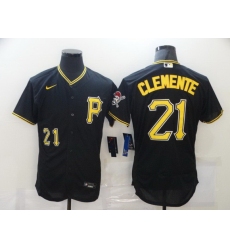 Men Pittsburgh Pirates 21 Roberto Clemente Black Stitched MLB Flex Base Nike Jersey