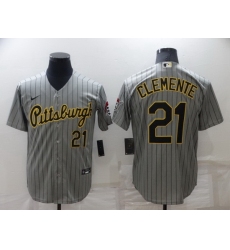 Men Pittsburgh Pirates 21 Roberto Clemente Dark Grey Cool Base Stitched jersey