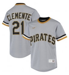 Men Pittsburgh Pirates 21 Roberto Clemente Grey Stitched jersey